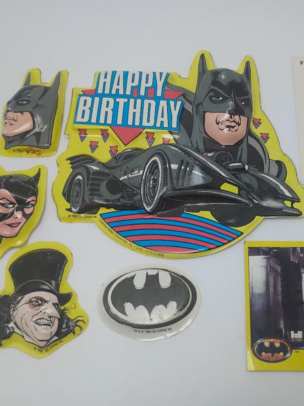Rare Vintage to Retro 1964, 1989, & 1992 Batman Birthday Plastic Die Cut w Cards